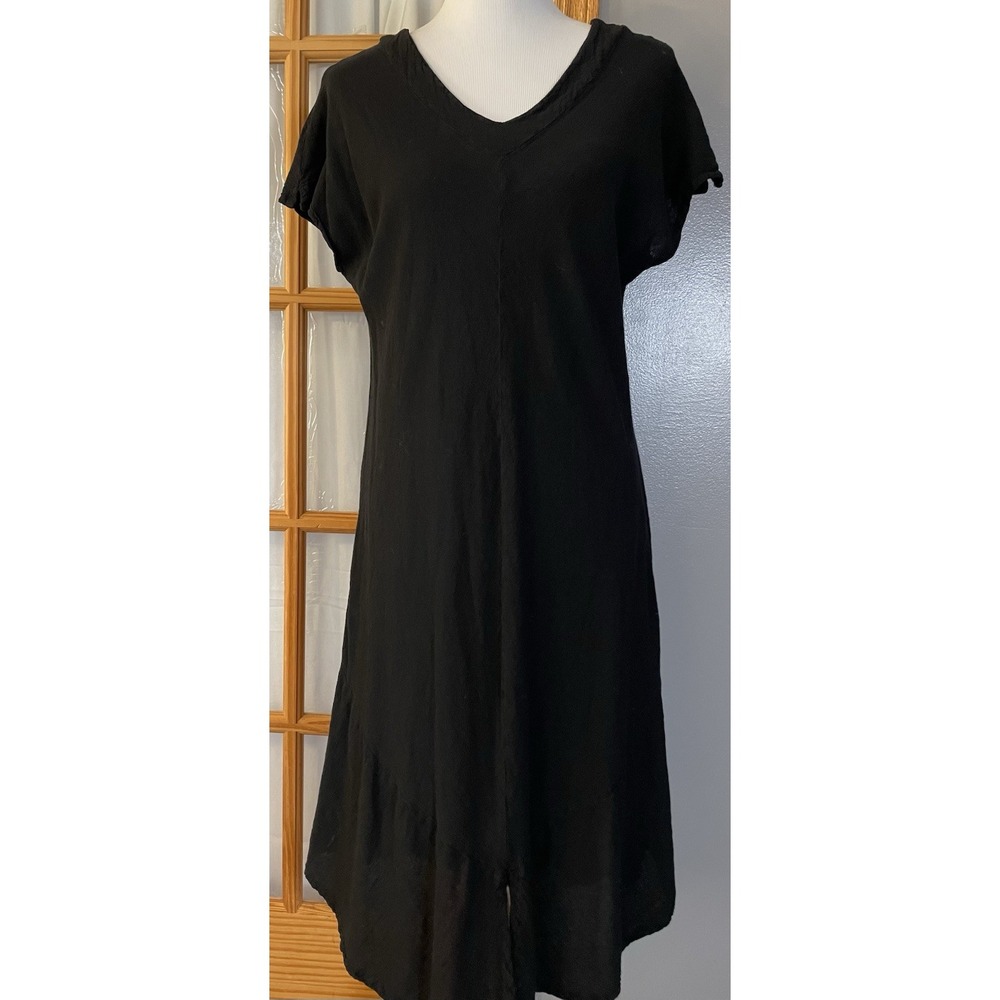 Vtg 70s Handmade Mini Dress Sz M Back Flare Front Slit Goth Beach Party